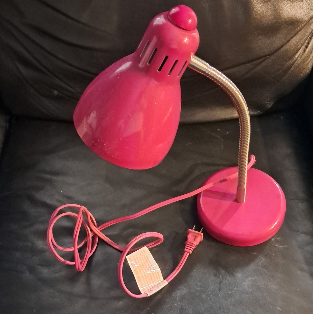 Compact Pink Gooseneck Desk Lamp - Home Accents Decor
